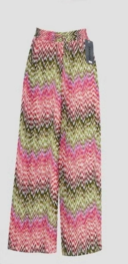 Zigzag Print Pleated Trousers