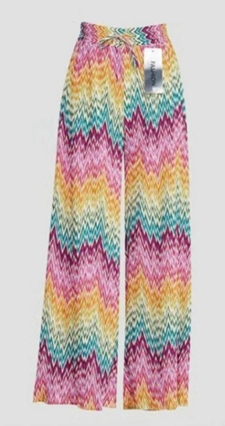 Zigzag Print Pleated Trousers