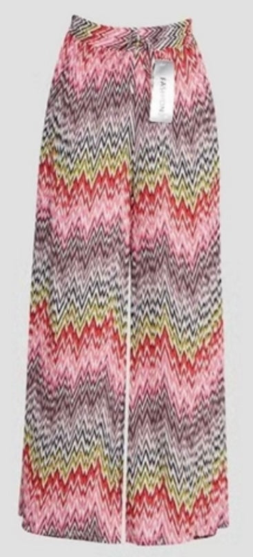 Zigzag Print Pleated Trousers