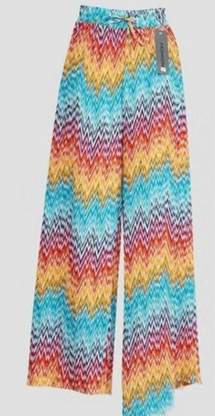 Zigzag Print Pleated Trousers