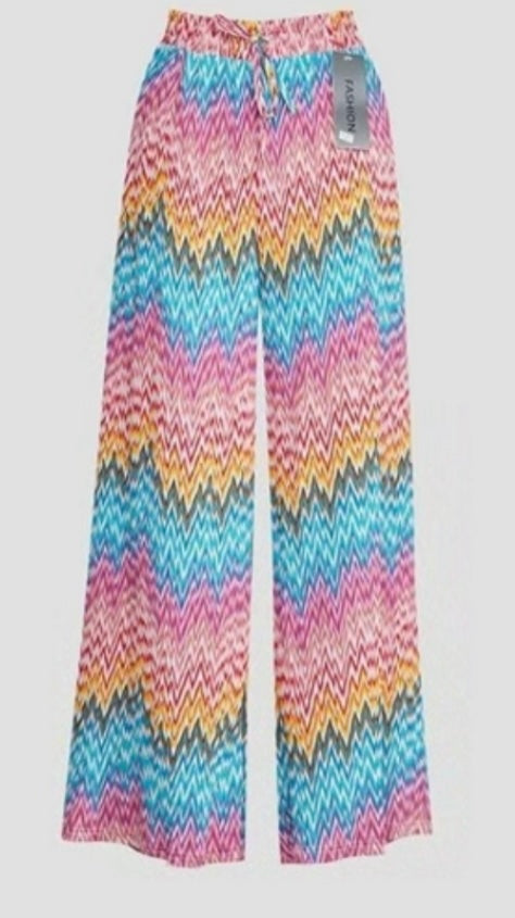 Zigzag Print Pleated Trousers