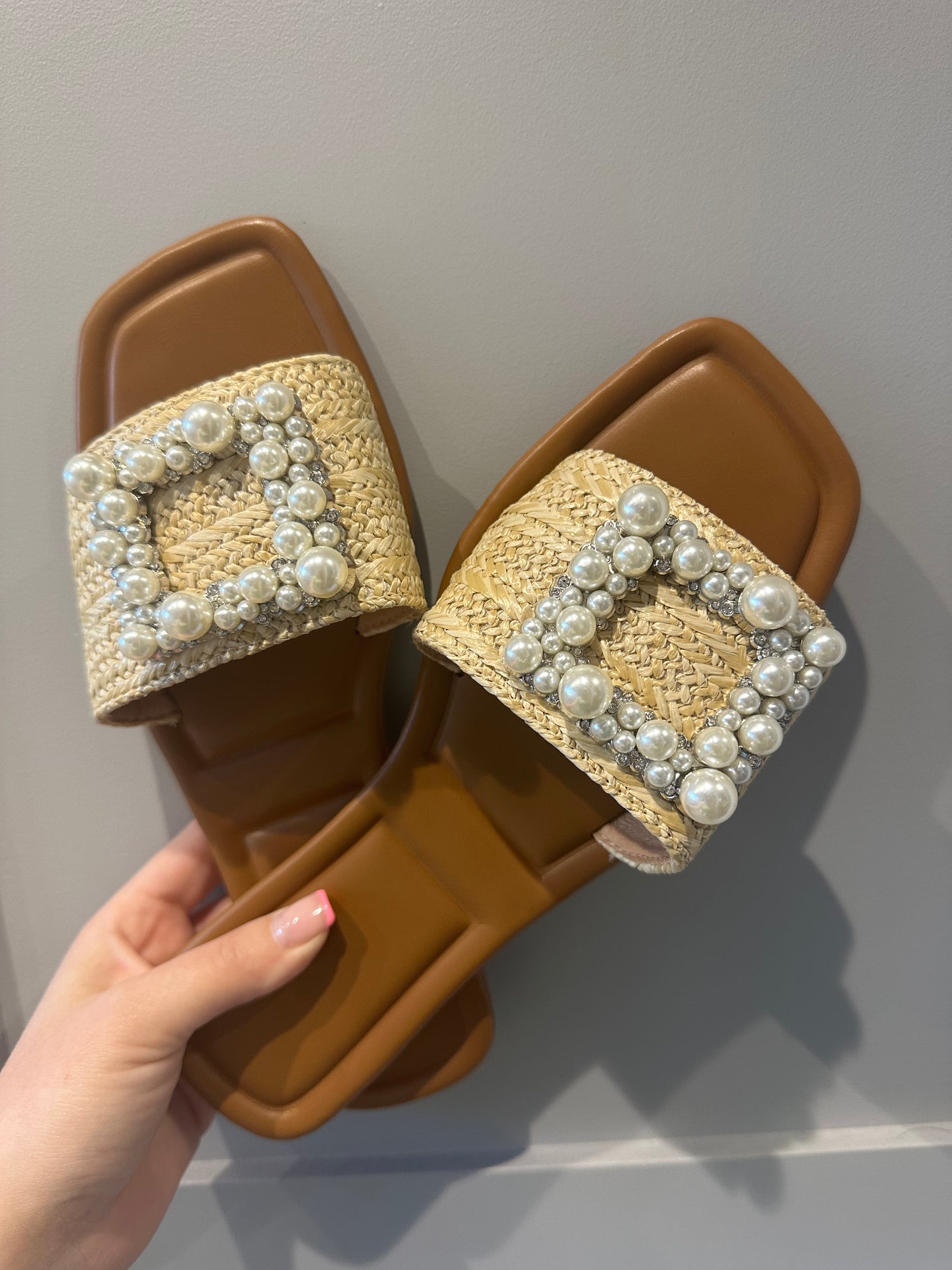 Pearl Beige Woven Sandals