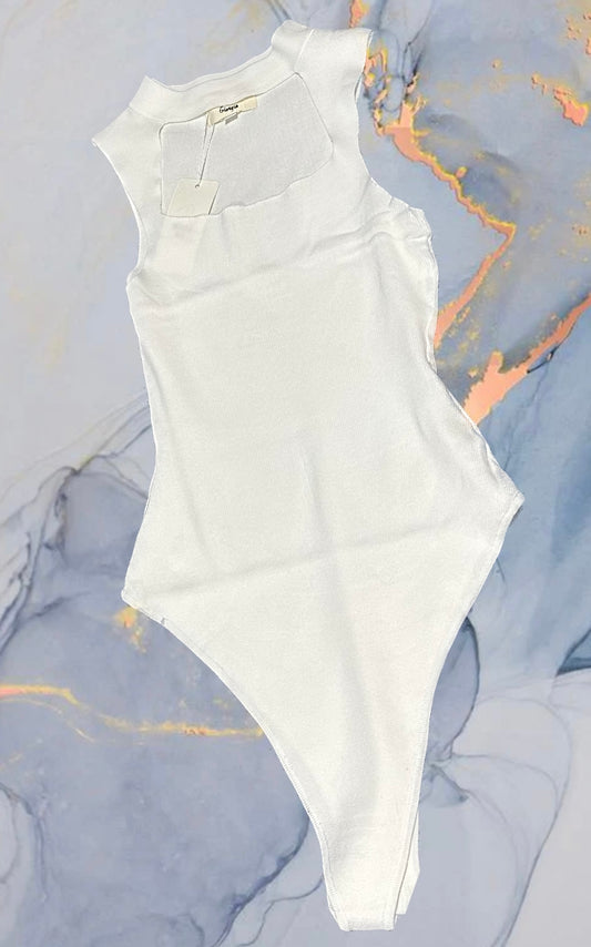 White Cut-out Detail Bodysuit